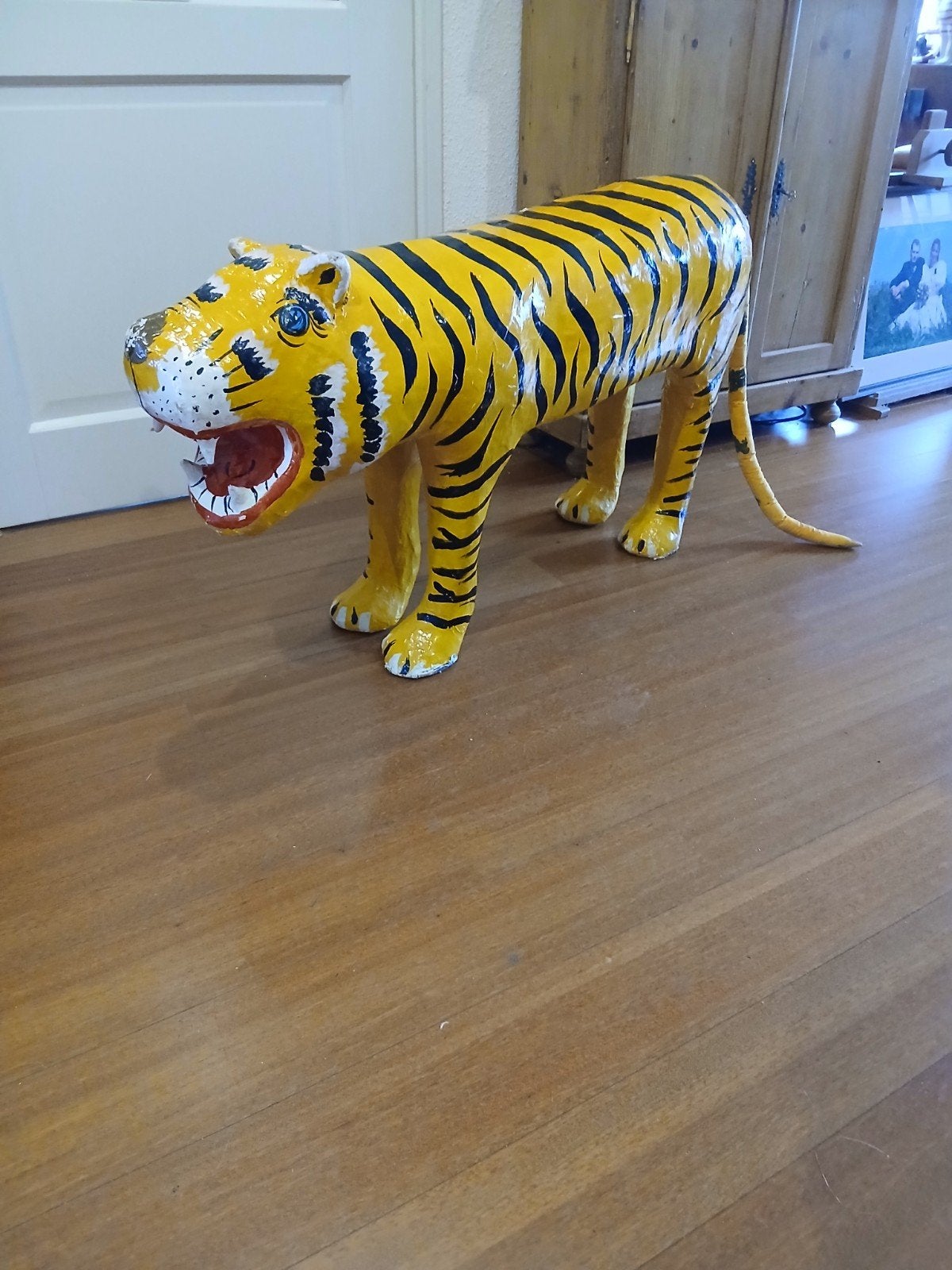 vintage papier maché tijger, Ophalen, Gebruikt, Dier