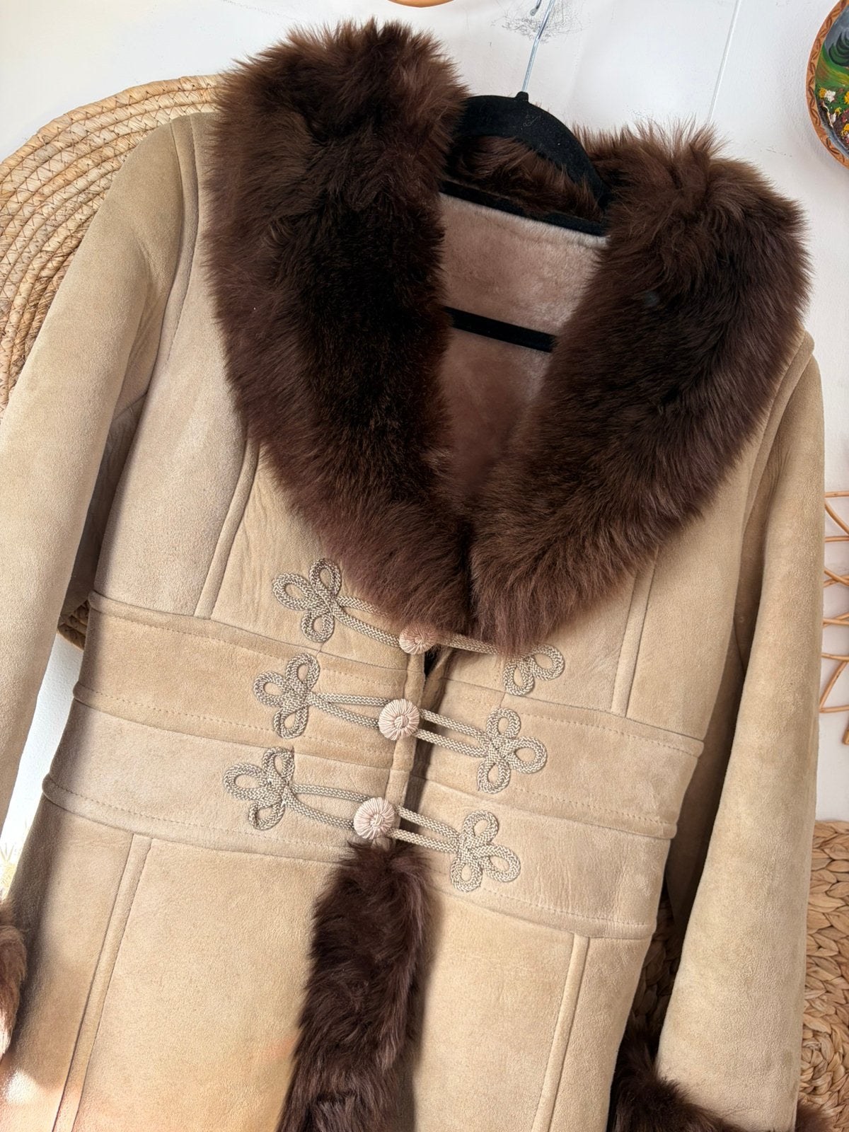 Vintage Afghaanse lammy shearling jas, Ophalen of Verzenden, Zo goed als nieuw, Maat 38/40 (M), Bruin