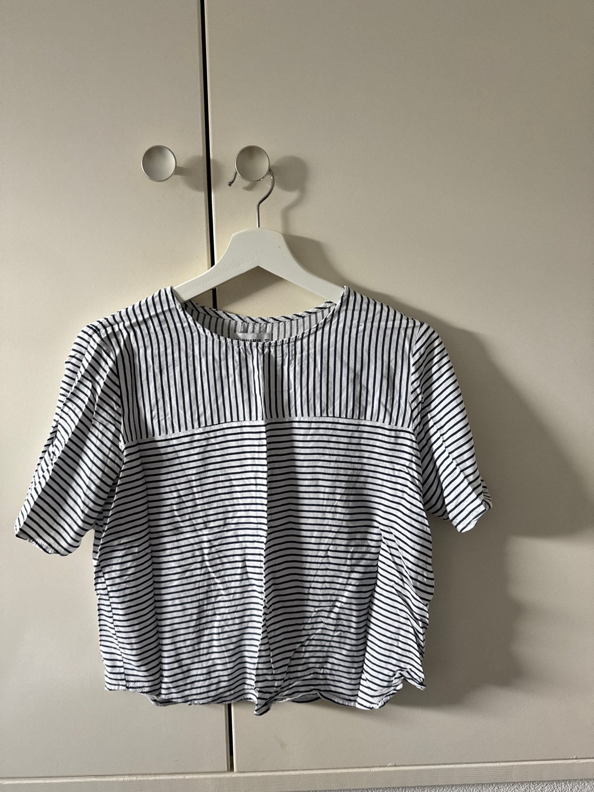 Pull&Bear gestreepte top maat S, Wit, Ophalen of Verzenden, Zo goed als nieuw, Korte mouw
