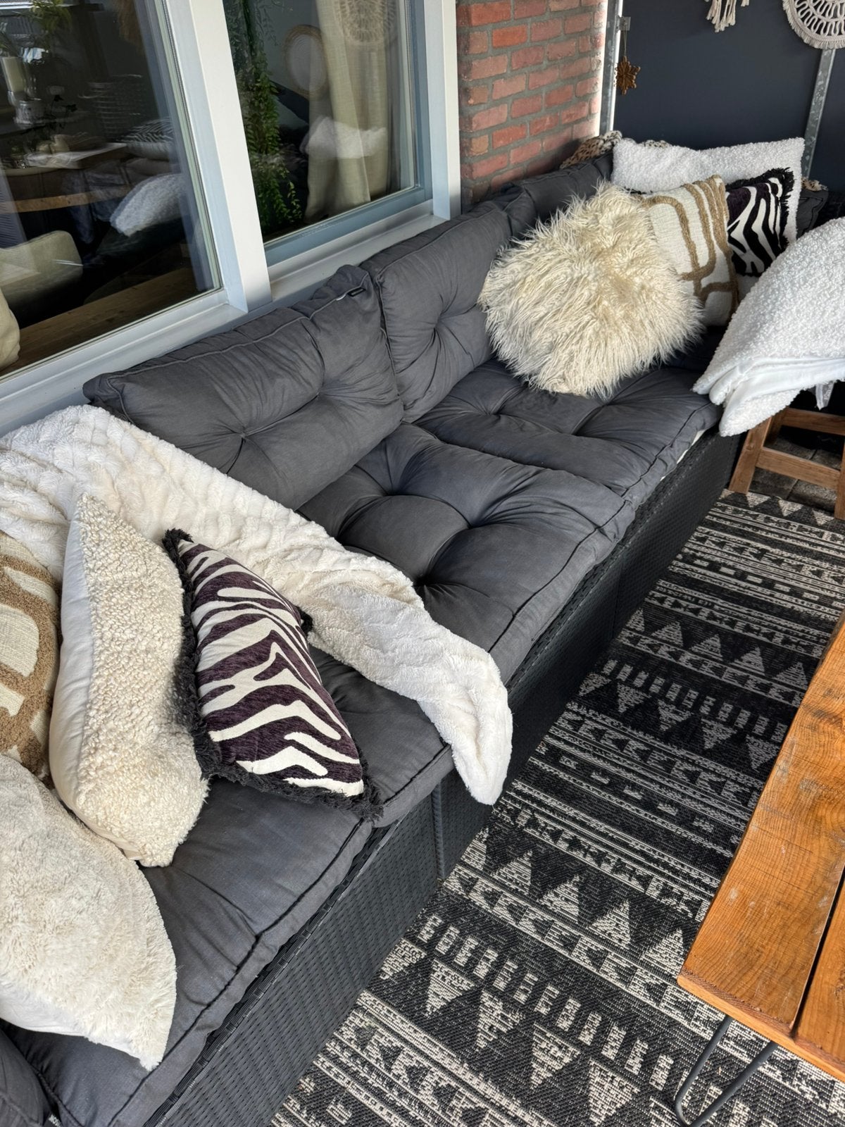 Set van 4 loungekussens met rugkussen, Ophalen, Zo goed als nieuw