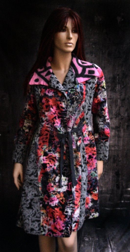 Handmade gevilte jas, grijs, roze etc, kunst, mode, ontwerp, Maat 38/40 (M), Nieuw, Ophalen of Verzenden, Onbekend