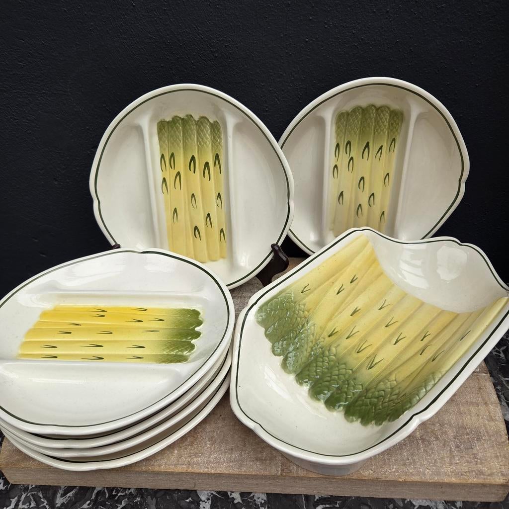 Vintage Salins Frankrijk asperge servies - 7-delig, Ophalen of Verzenden