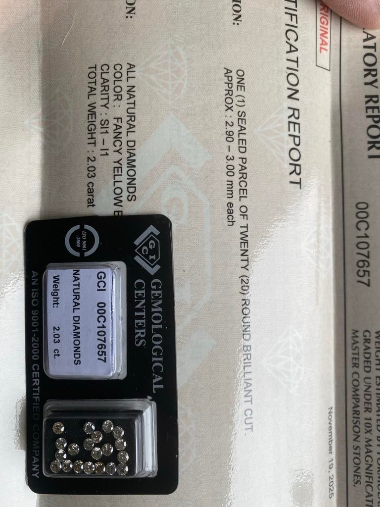 20 Natuurlijke Diamanten - 2.03 ct Totaal - Fancy Geel, Verzenden, Nieuw