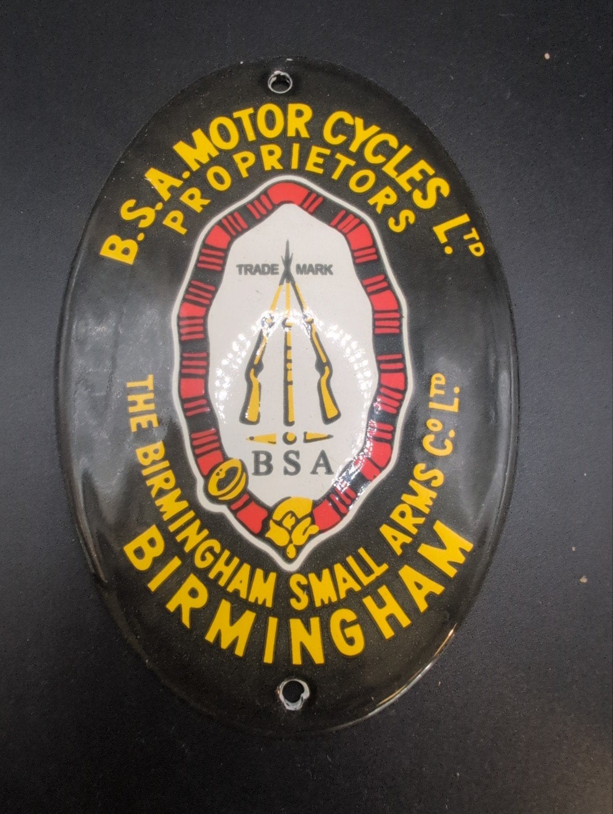Emaille Deurbordje BSA Motor Cycles Proprietors Birmingham, Ophalen of Verzenden