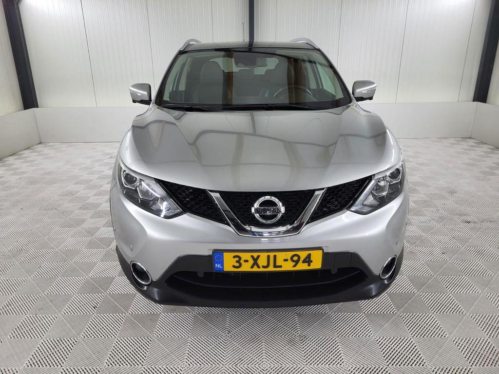 Nissan Qashqai 1.2 Tekna, Trekhaak, Leder, Camera, Panodak,, Auto's, Voorwielaandrijving, Euro 5, Gebruikt, Zwart