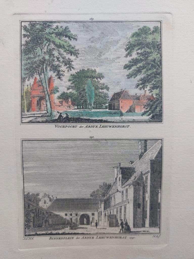 289-290 / Noordwijk Abdij van Leeuwenhorst Kopergravure, Antiek en Kunst, Kunst | Etsen en Gravures, Ophalen of Verzenden