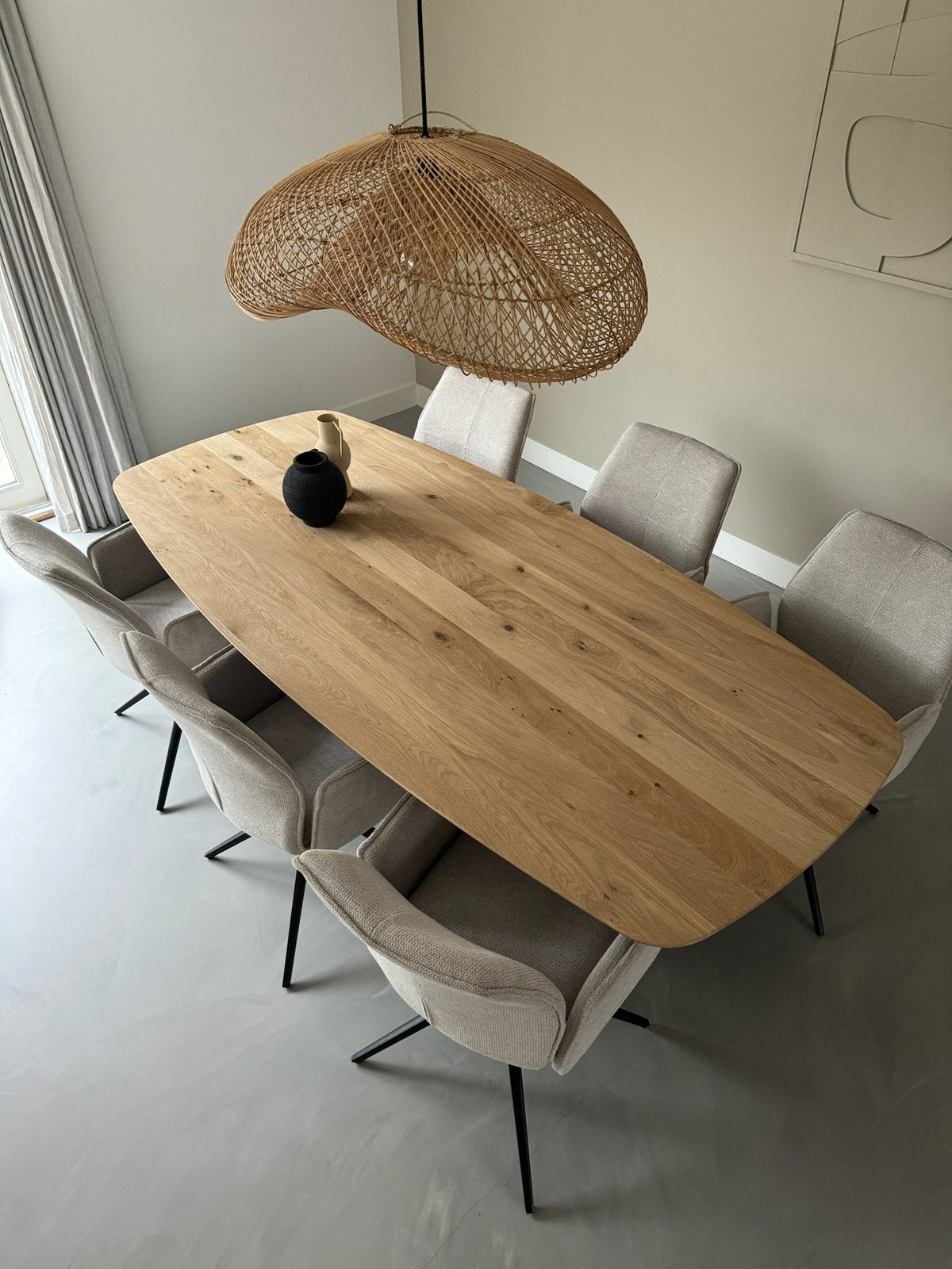 Eiken eettafels Deens ovaal voorraad houten tafelbladen, Ophalen of Verzenden, Zo goed als nieuw, Ovaal, 200 cm of meer
