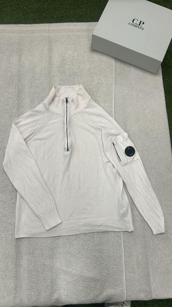 C.P. Company 1/4 Zip Sweater trui pull met Lens, CP Company, Maat 48/50 (M), ., Wit