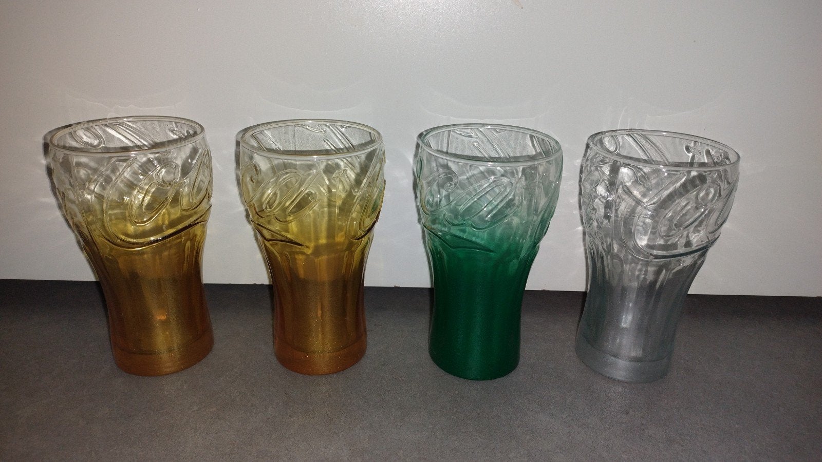 Coca-Cola glazen 4 stuks, Verzamelen, Ophalen, Zo goed als nieuw, Frisdrankglas