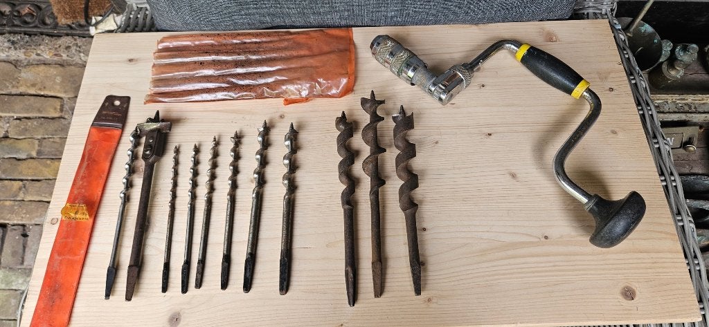 Stanley booromslag inclusief slangenboren + verstelbare boor, Antiek en Kunst, Antiek | Gereedschap en Instrumenten, Ophalen of Verzenden