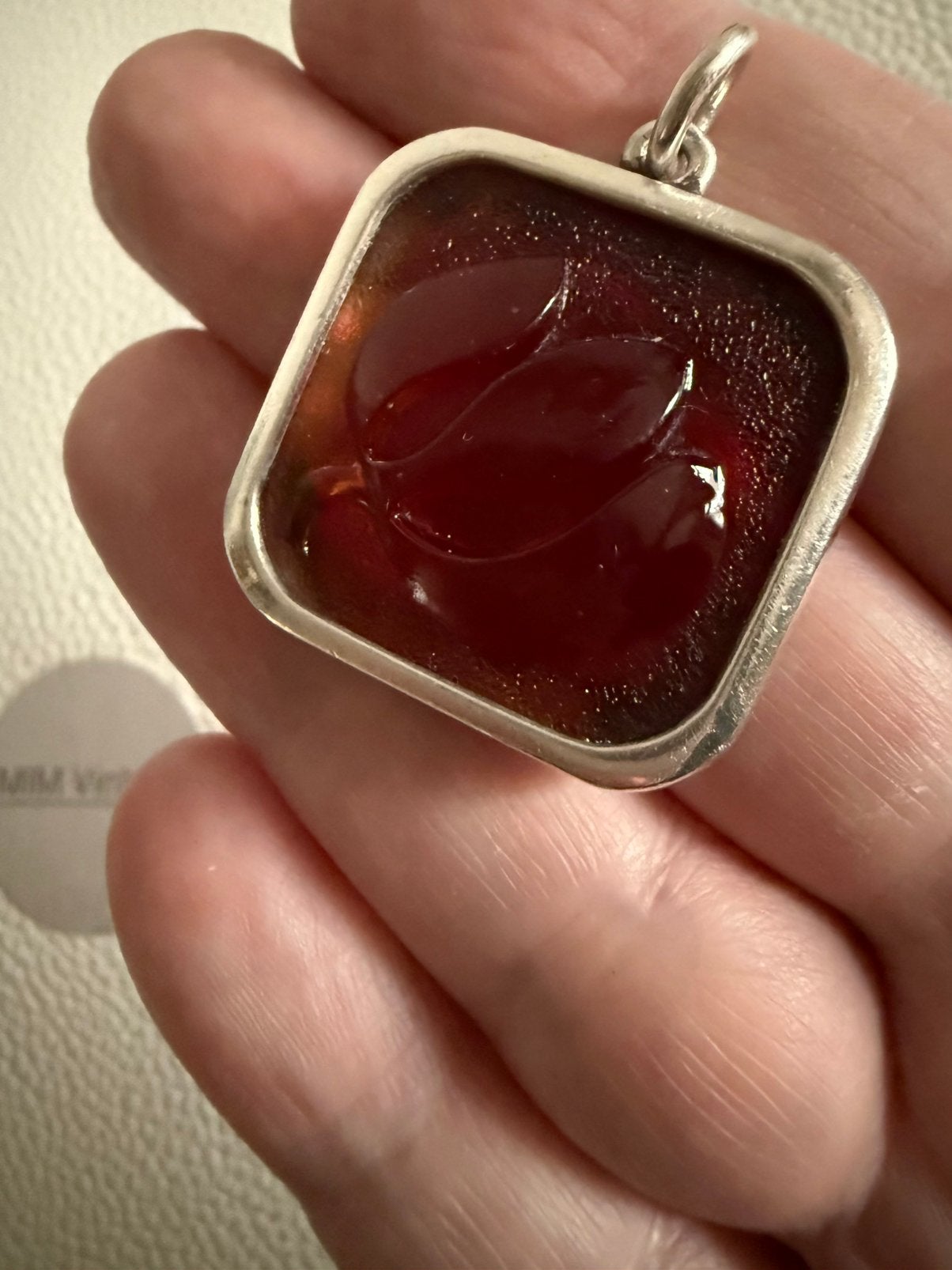 M277/Zilveren Grote KALEVALA KORU Glas Hanger FINLAND, Gebruikt, Verzenden, X, Rood