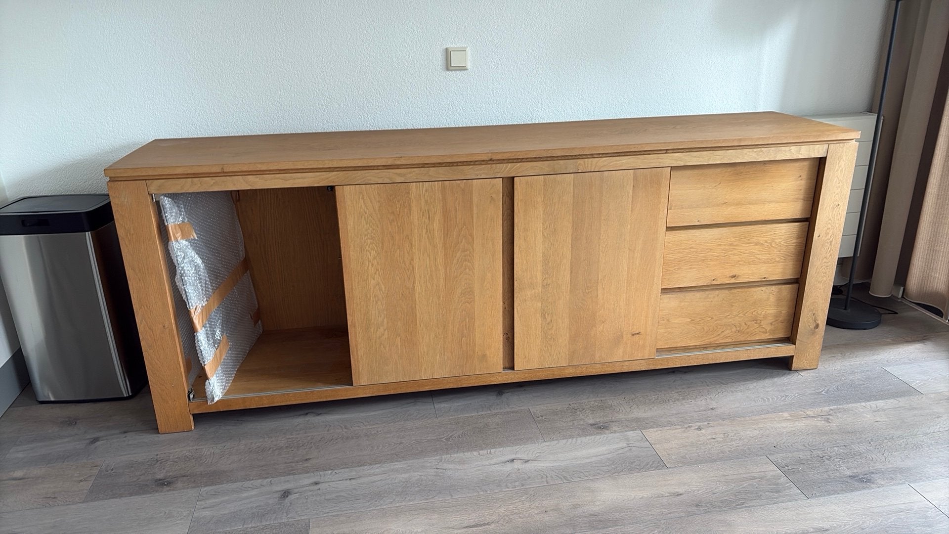 Gratis af te halen! Dressoir massief eiken, Huis en Inrichting, Ophalen, Gebruikt, Eikenhout, 200 cm of meer