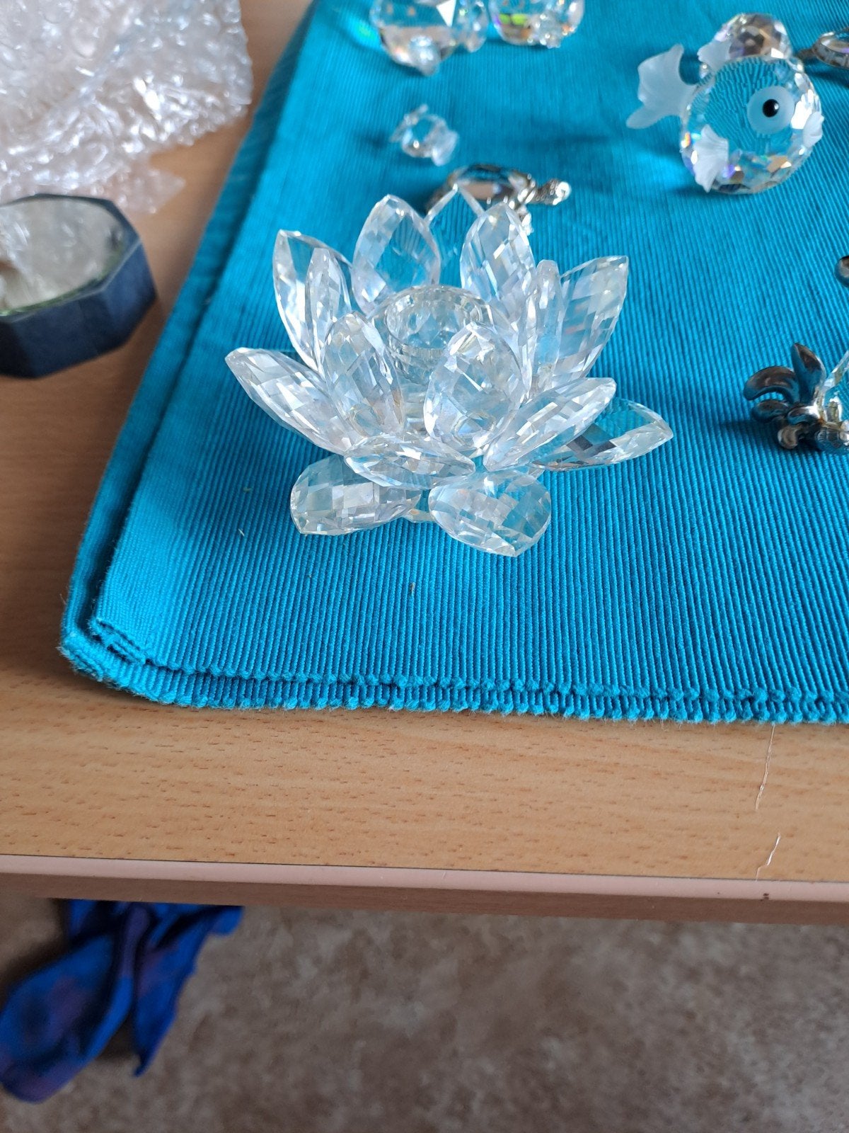 Kristallen Lotus Kaarsenstandaard, Gebruikt, Meerkleurig, Ophalen of Verzenden, Glas