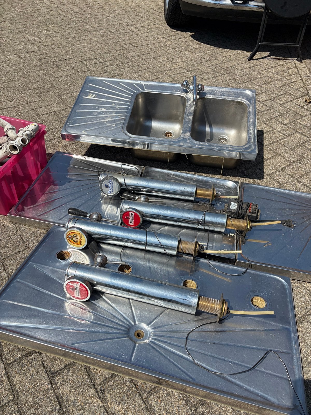 4 x tapzuil lekblad RVS spoeltafel horeca of mancave, Ophalen