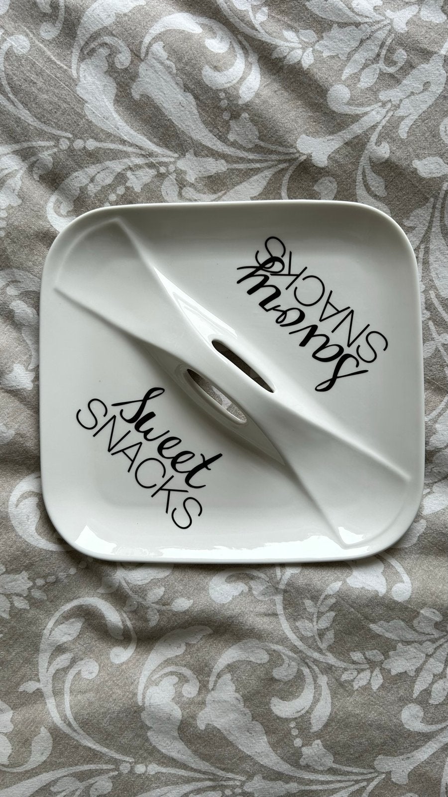 Riviera Maison Sweet & Savoury Snackschaal, Porselein of Keramiek, Schaal, Vierkant, Nieuw