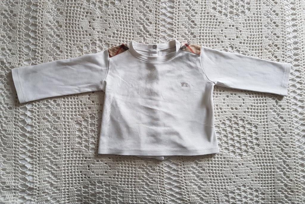 Burberry Baby longsleeve schouderpatches 80, Ophalen of Verzenden, Zo goed als nieuw, Jongetje, Shirtje of Longsleeve