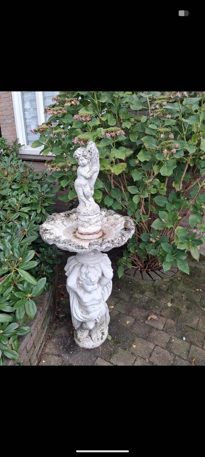 Decoratieve Tuinbeeld: Engelenfontein, Tuin en Terras, Ophalen of Verzenden, Gebruikt, Steen, Engelenbeeld