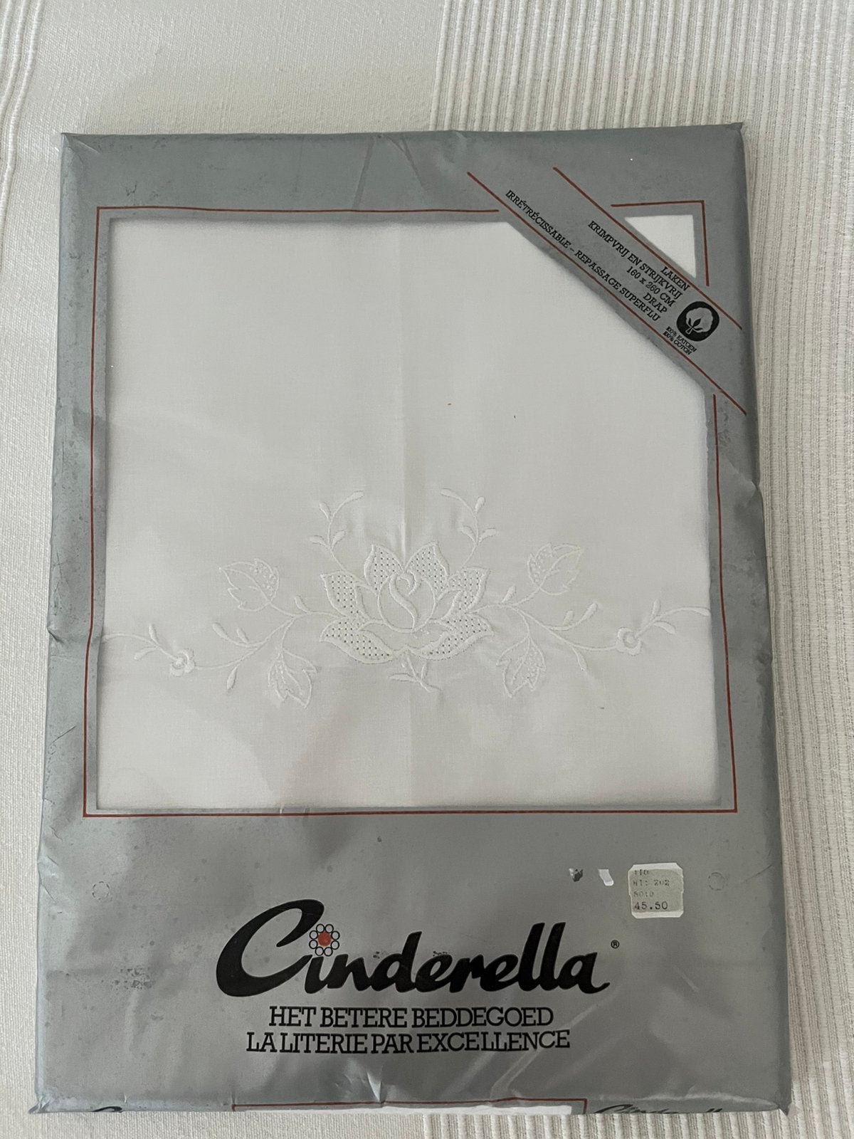 Gloednieuw Cinderella laken met borduursel, Ophalen of Verzenden, Zo goed als nieuw, Tweepersoons