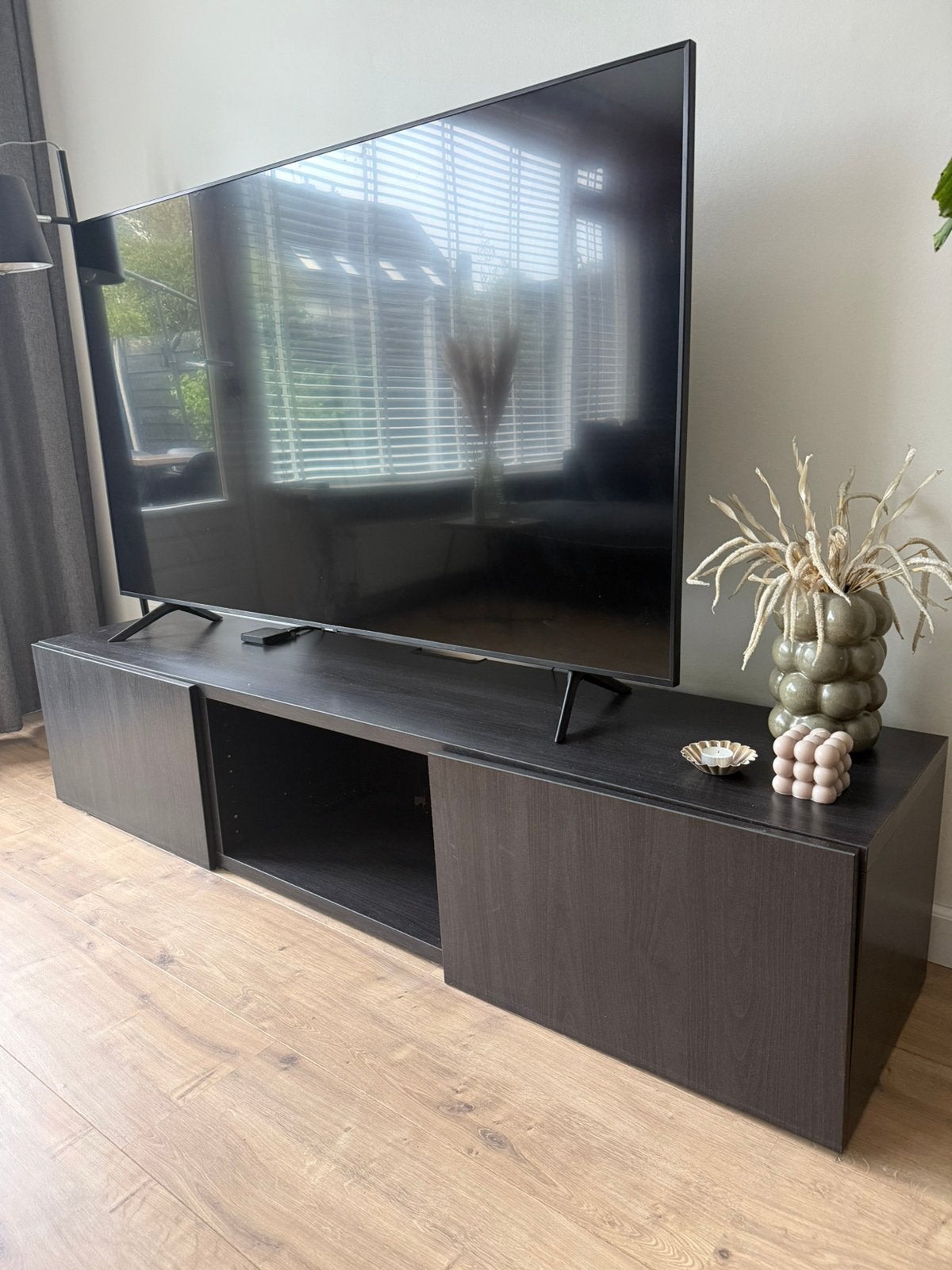 TV meubel zwart, Ophalen, 150 tot 200 cm, Zo goed als nieuw, Minder dan 100 cm