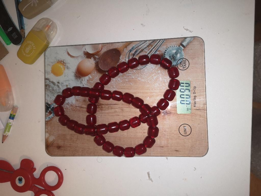 Ketting van kersenrode bakeliet, Sieraden, Tassen en Uiterlijk, Kettingen, Verzenden, Zo goed als nieuw, Rood, Overige materialen