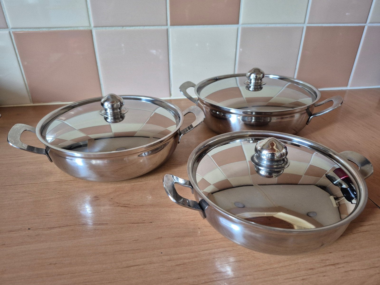 Gero Zilmeta dekschalen set vintage, Huis en Inrichting, Keuken | Potten en Pannen, Ophalen, Gebruikt, Rvs, Overige typen