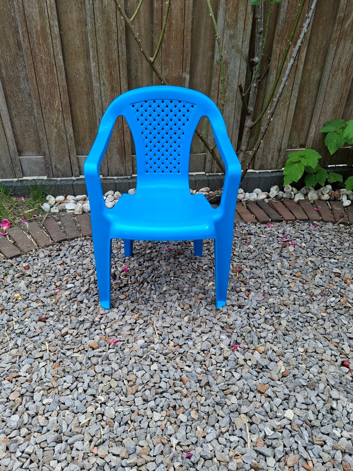 kinderstoeltje blauw, Tuin en Terras, Tuinstoelen, Ophalen, Zo goed als nieuw, Kunststof