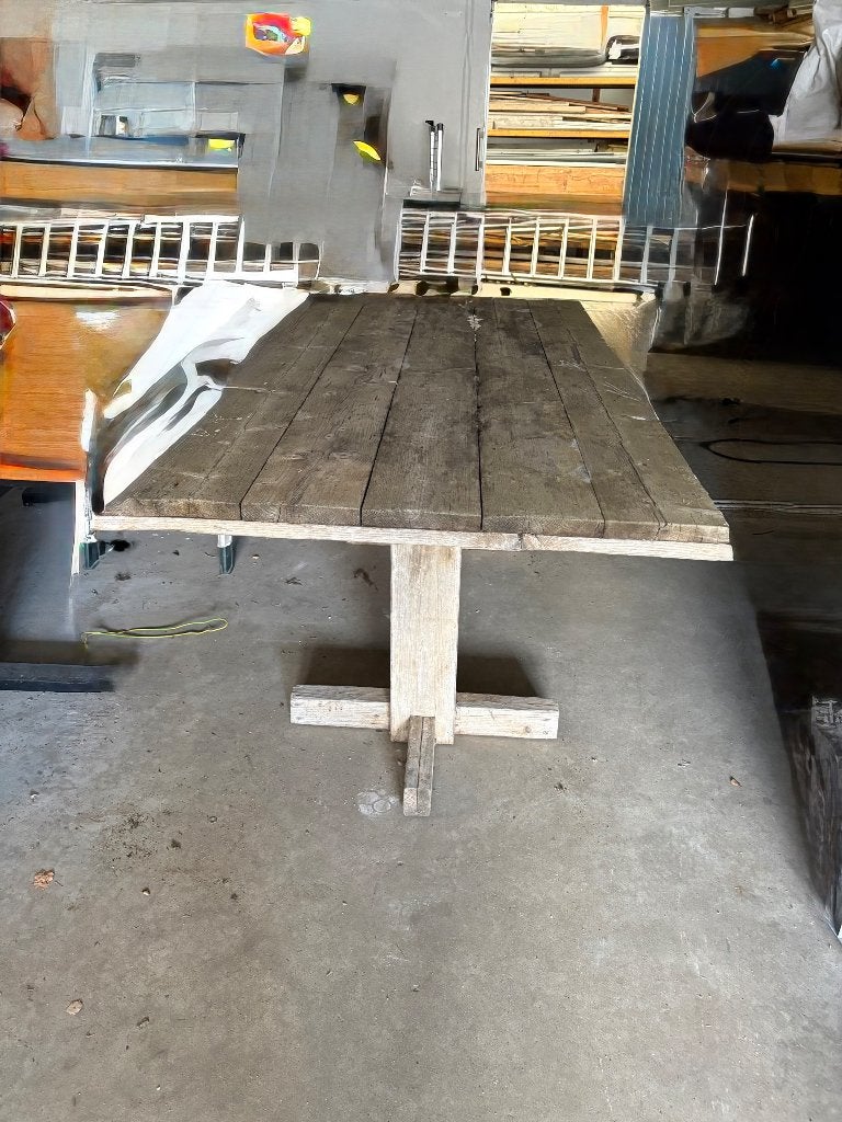 Steigerhout tafel, Ophalen, Gebruikt, 200 cm of meer, 50 tot 100 cm