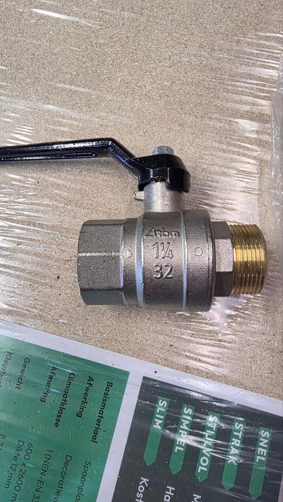 2 stuks RBM kogelafsluiter 1 1/4" bi x bu Messing, Ophalen of Verzenden