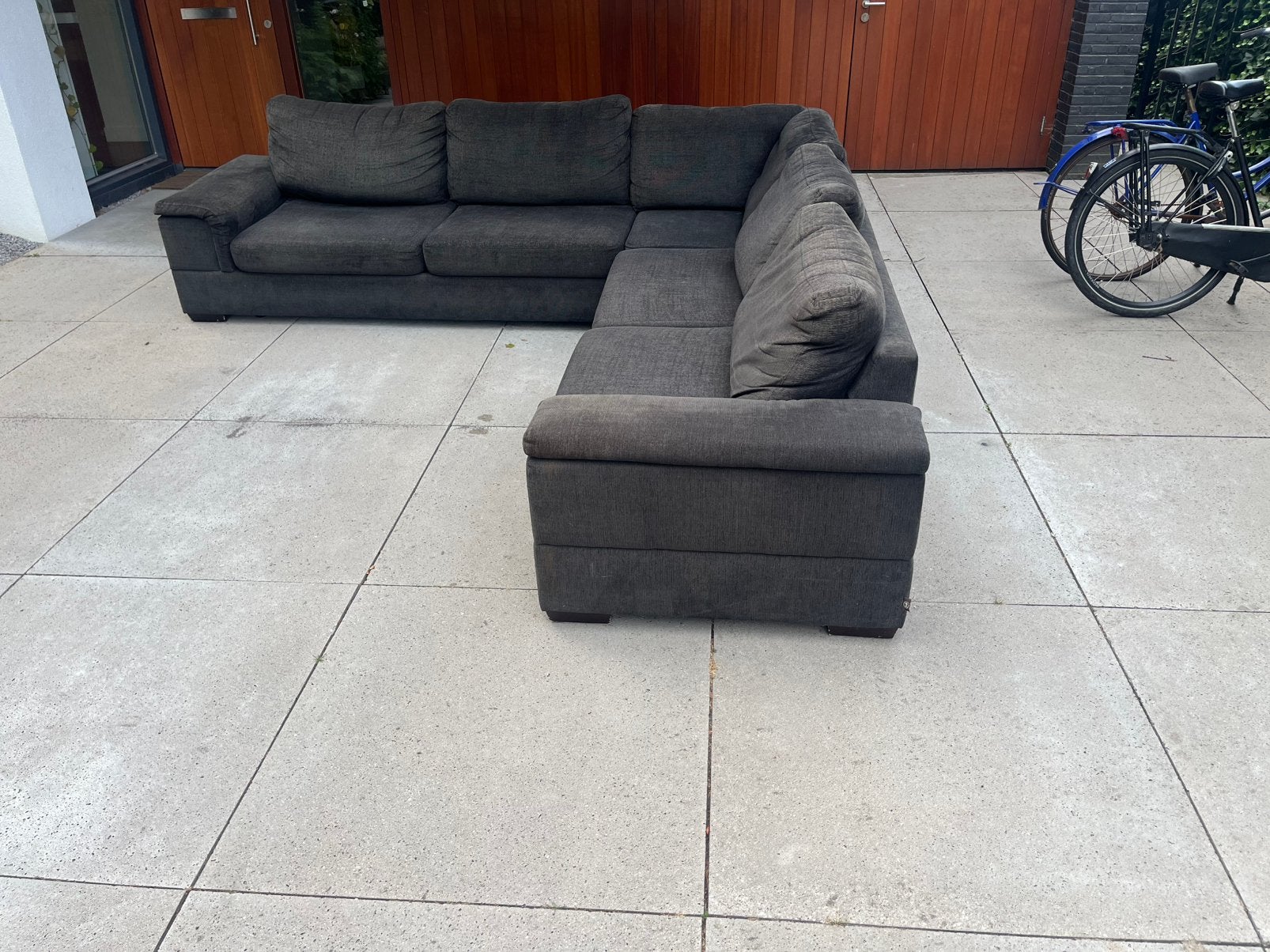 Hoekbank zwart, Huis en Inrichting, Banken | Bankstellen, Ophalen, Gebruikt, 100 tot 125 cm, Hoekbank