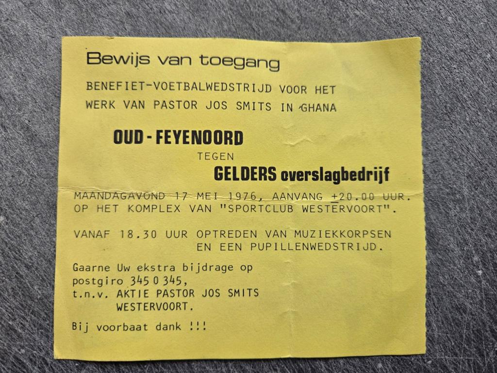 Oud-Feyenoord ticket 17-05-1976 verzameling, Eén persoon, Mei