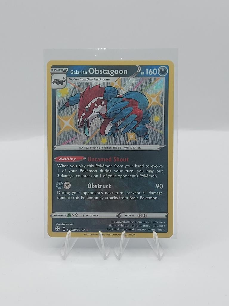 Galarian Obstagoon #sv080 (Shining Fates) - near mint, Ophalen of Verzenden, Zo goed als nieuw, Losse kaart, Foil