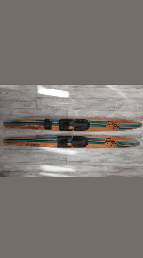Antieke houten,vintage, Waterski's Taper Pro Sundash 170 cm., Watersport en Boten, Ophalen, Gebruikt, 160 cm of meer, Waterski's