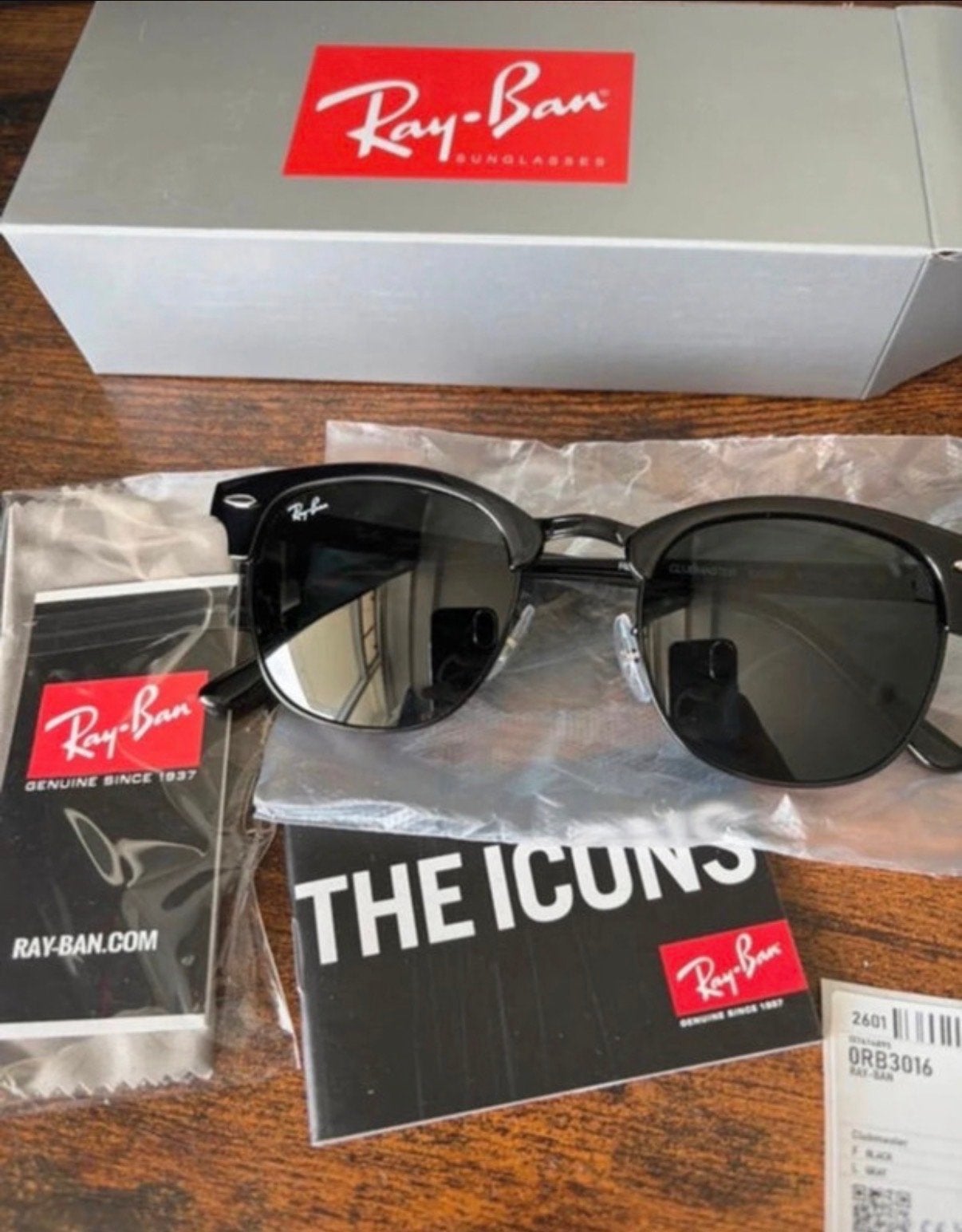 Nieuwe Ray-Ban Clubmaster zonnebril, Zonnebril, Verzenden, Zwart, Nieuw