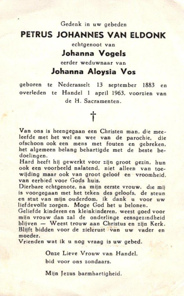 Eldonk van Petrus Johannes Nederasselt 1883-1963 Handel, Verzamelen, Ophalen of Verzenden