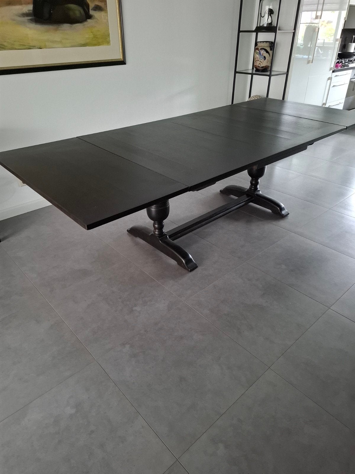 Eettafel uitschuifbaar, Ophalen, Gebruikt, Eikenhout, 200 cm of meer