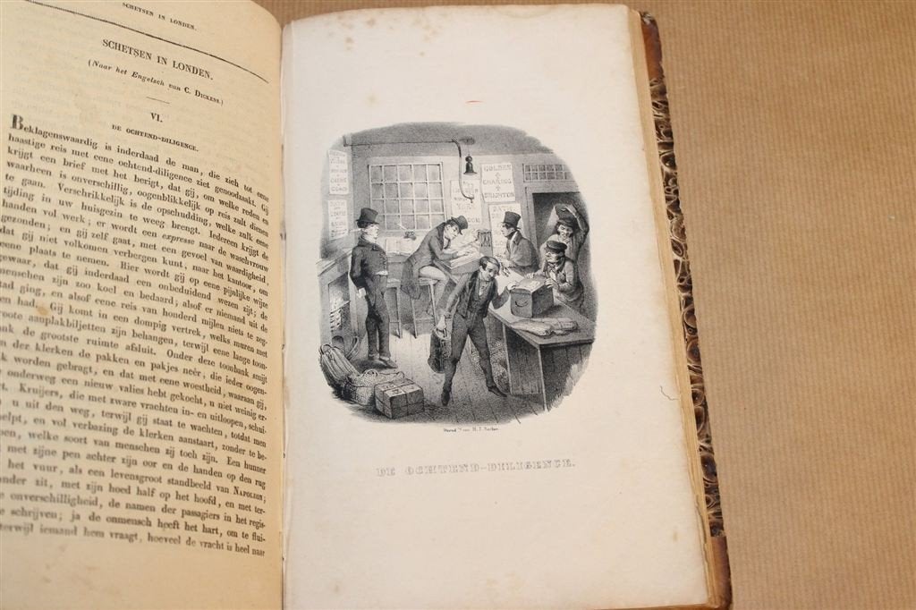 Het Leeskabinet — Antiek Boek Mengelwerk met Platen 1840, Ophalen of Verzenden