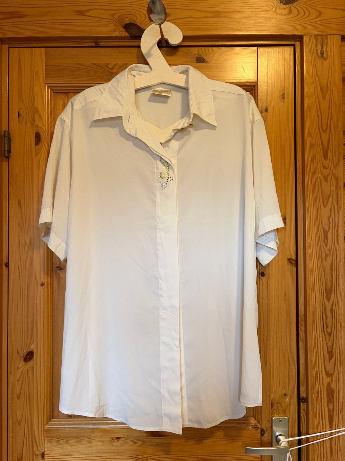 Blouse beige Barucci 48 korte mouw oto 67 lengte 81 zeepaard, Ophalen of Verzenden, Zo goed als nieuw, Beige, Blouse of Tuniek