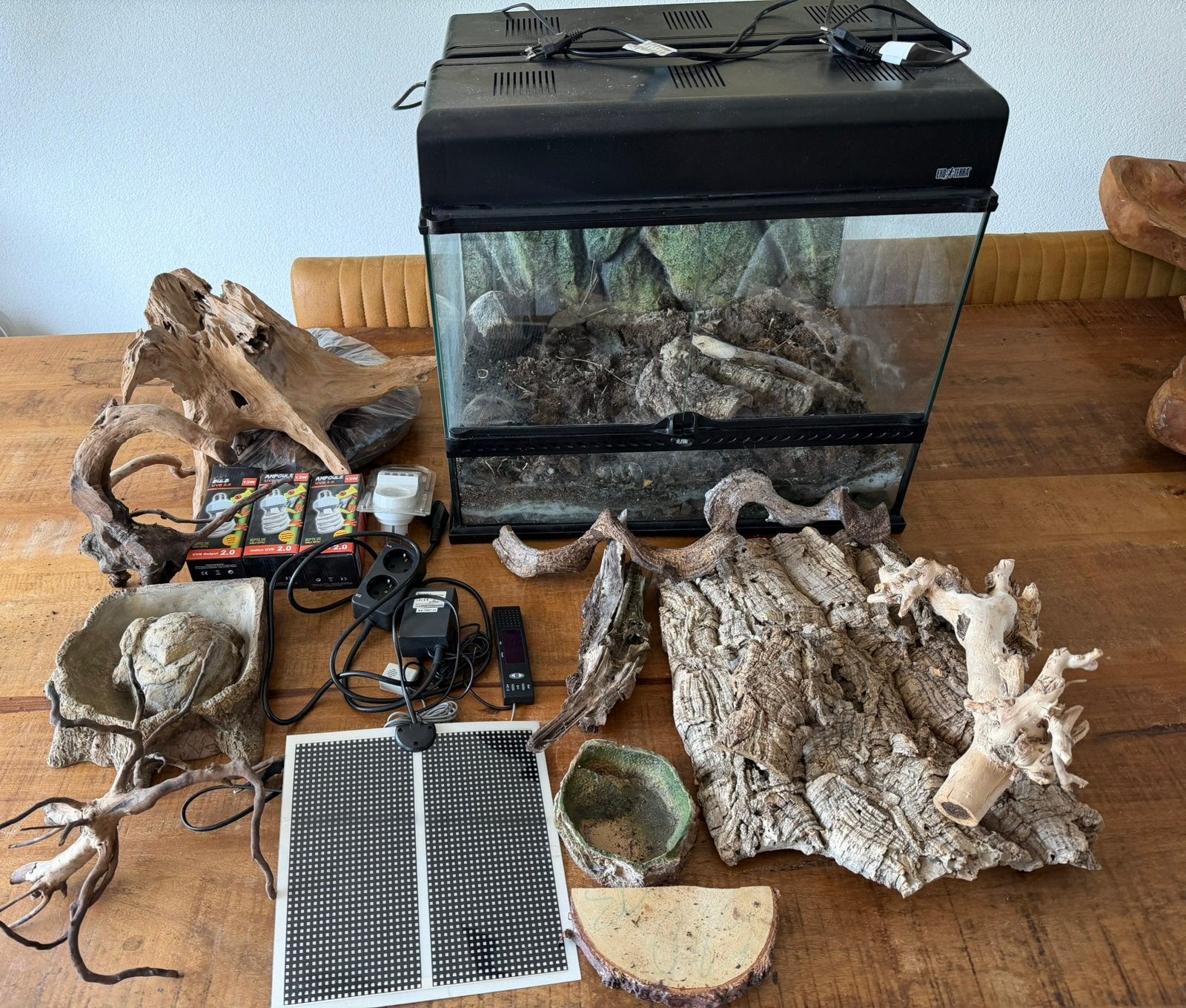 Terrarium exo terra incl toebehoren 60x60x45 incl kap, Dieren en Toebehoren, Reptielen en Amfibieën | Toebehoren, Ophalen, Zo goed als nieuw