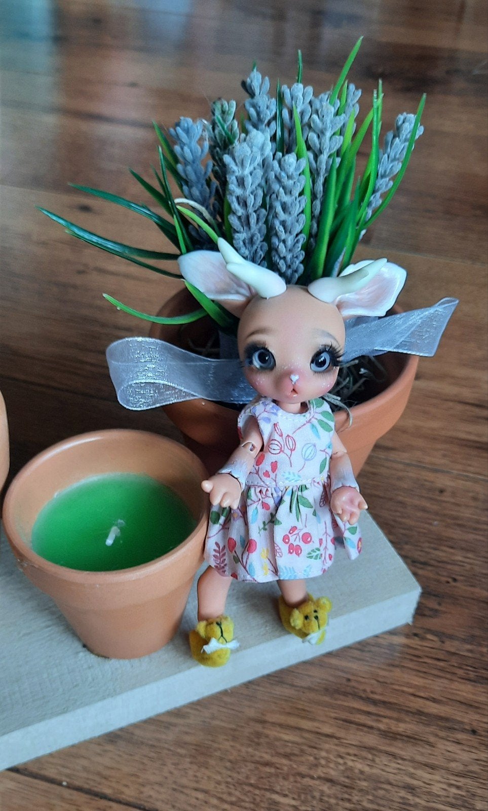 Bjd 13 cm / ob11 , tan hars hertje , legit, complete set., Ophalen of Verzenden, Zo goed als nieuw, Pop