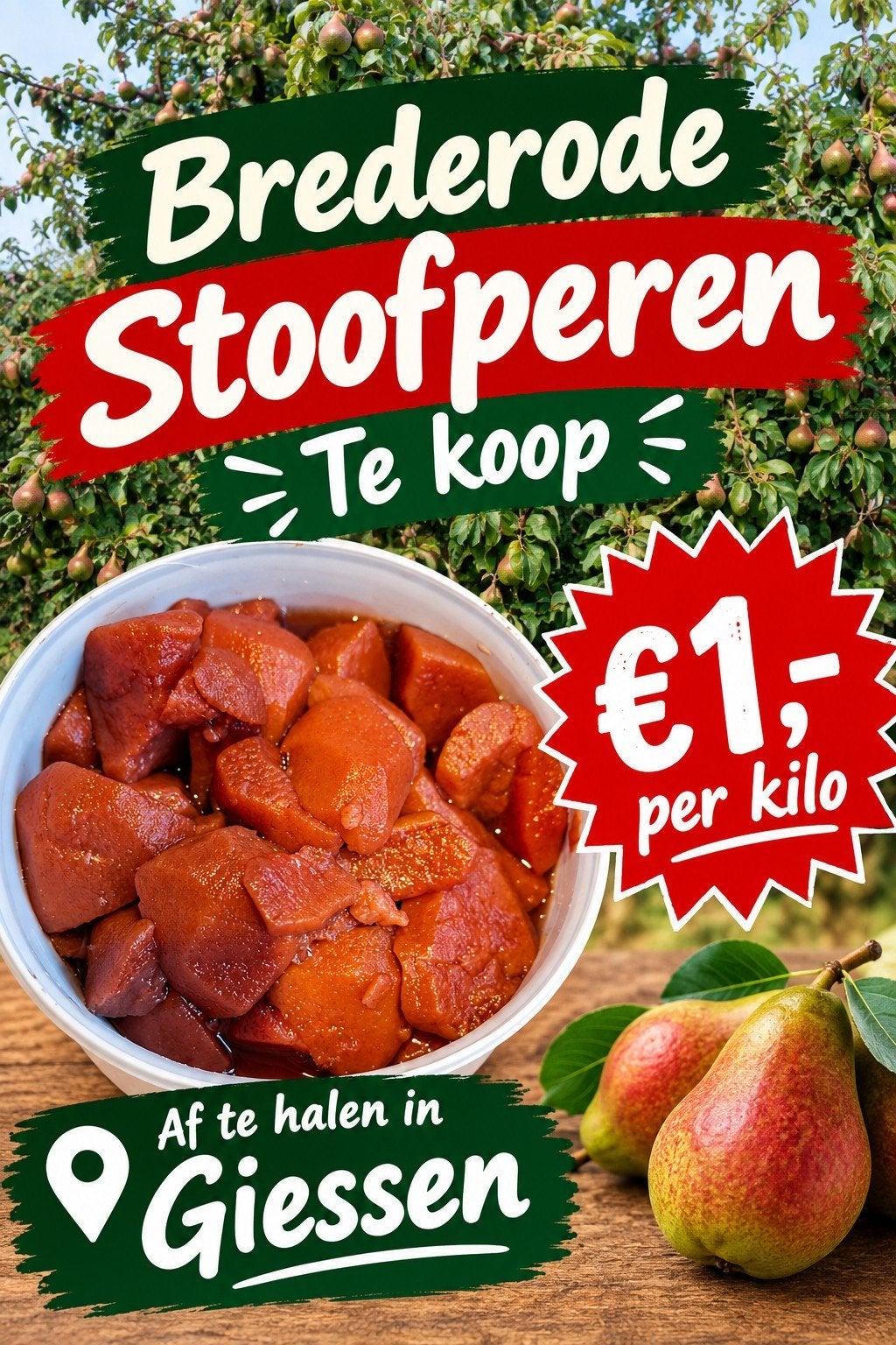 brederode stoofperen, Diversen, Ophalen