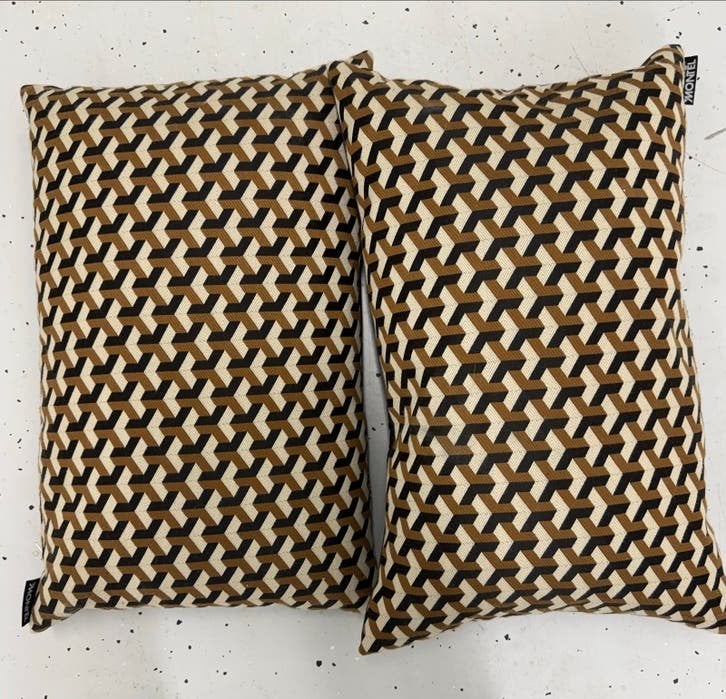 Set van 2 Montèl sierkussens met geometrisch patroon, Huis en Inrichting, Woonaccessoires | Kussens, Meerkleurig, Met print, Ophalen of Verzenden