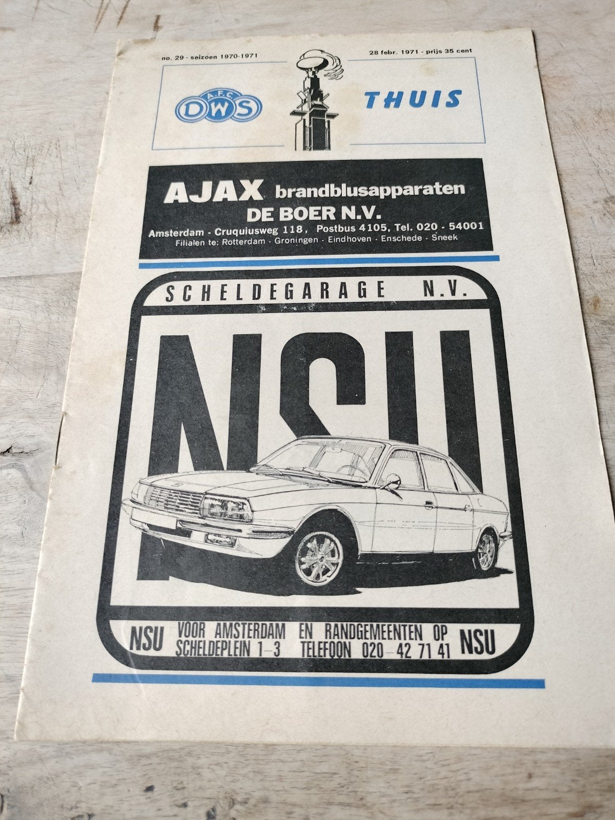 Programmaboekje DWS FC Utrecht 1970-71, Ophalen of Verzenden