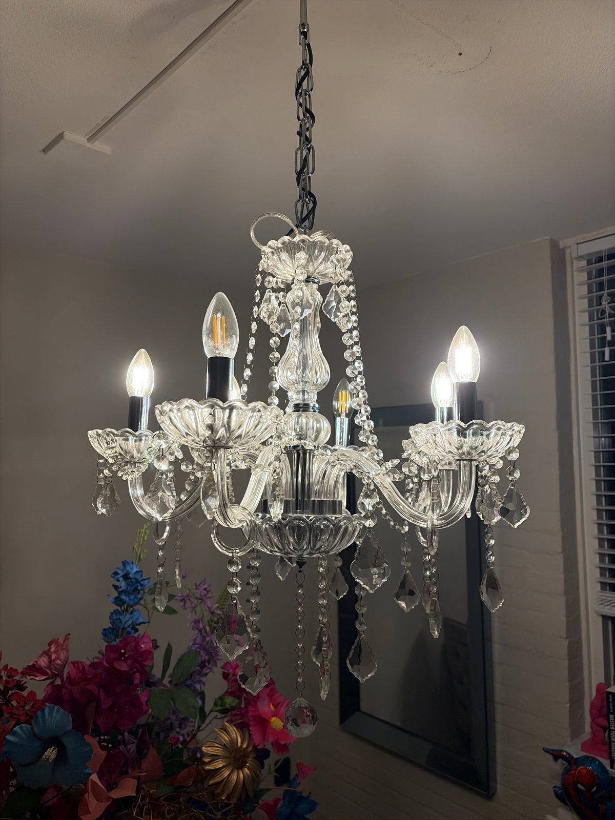 Zo goed als nieuwe kroonluchter - 6 maanden oud, Ophalen of Verzenden, Zo goed als nieuw, Glas, E14 (klein)