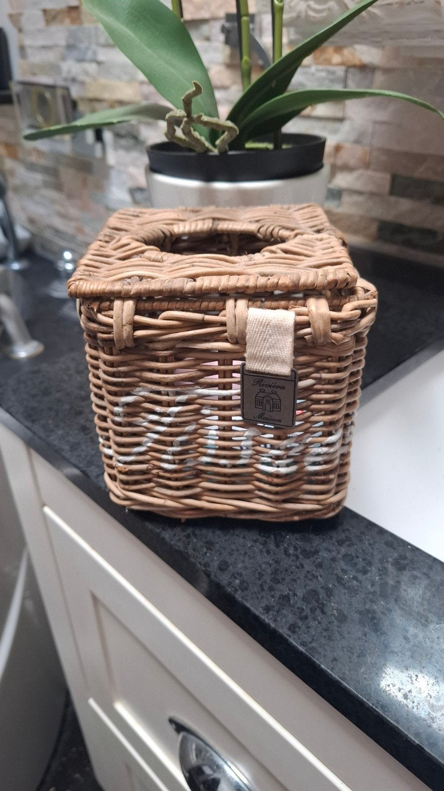 Rivièra Maison rattan tissuebox, Gebruikt, Ophalen of Verzenden, Landelijk, Natuurlijk materiaal