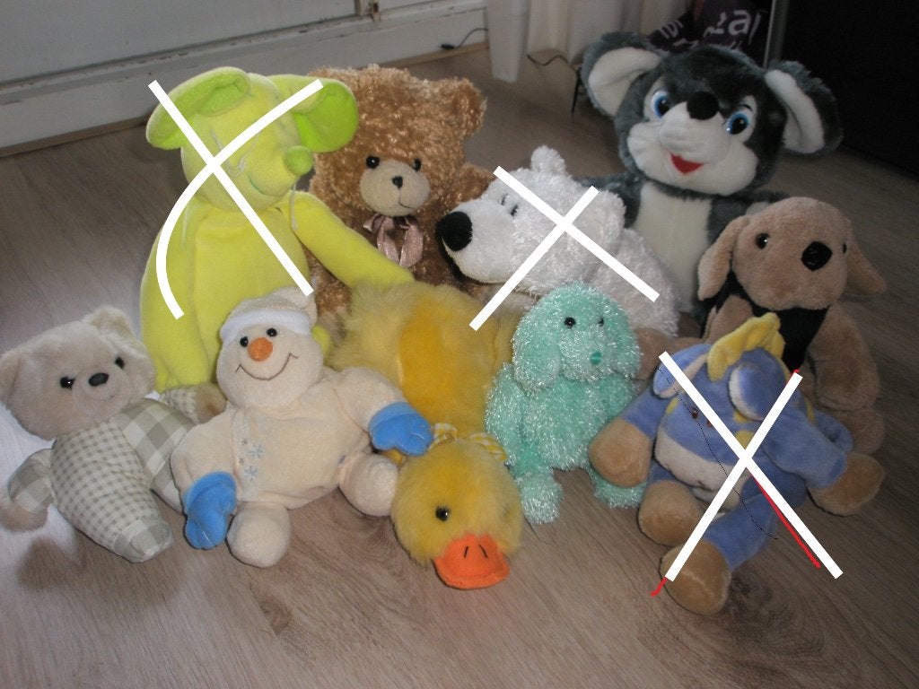 7 pluche knuffel beertje muis sneeuwpop hond eend, Overige karakters, Nieuw, Ophalen of Verzenden, Middelgroot (20 tot 80 cm)