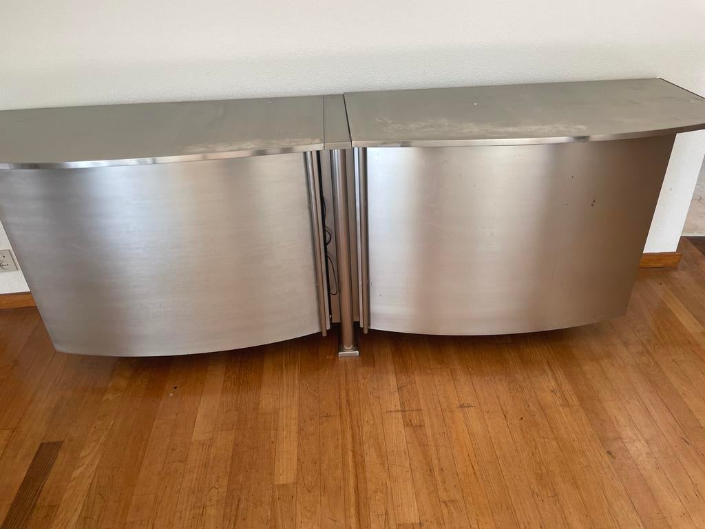 Belgo Chrom design dressoir roestvrij staal, Ophalen, Gebruikt, 200 cm of meer, Metaal