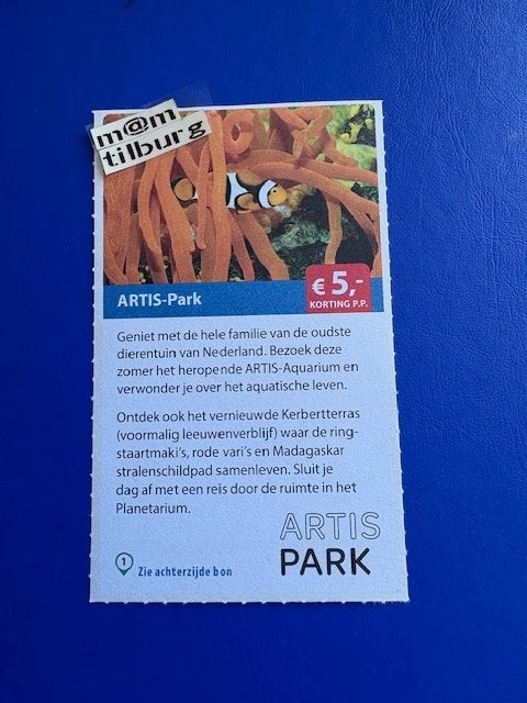 ARTIS-Park €5,- p.p.korting tot 1-7-2027, Tickets en Kaartjes, Recreatie | Dierentuinen, Drie personen of meer, Kortingskaart