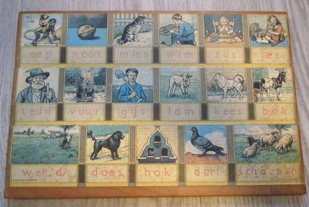 Vintage Houten Leesbord – Aap Noot Mies, Antiek en Kunst, Antiek | Speelgoed, Ophalen of Verzenden