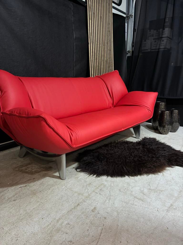 Leolux Tango 3-zitsbank Ferrari Rood Leer - Nieuw Leer, Huis en Inrichting, Banken | Bankstellen, Ophalen, Leolux, ., Driepersoons