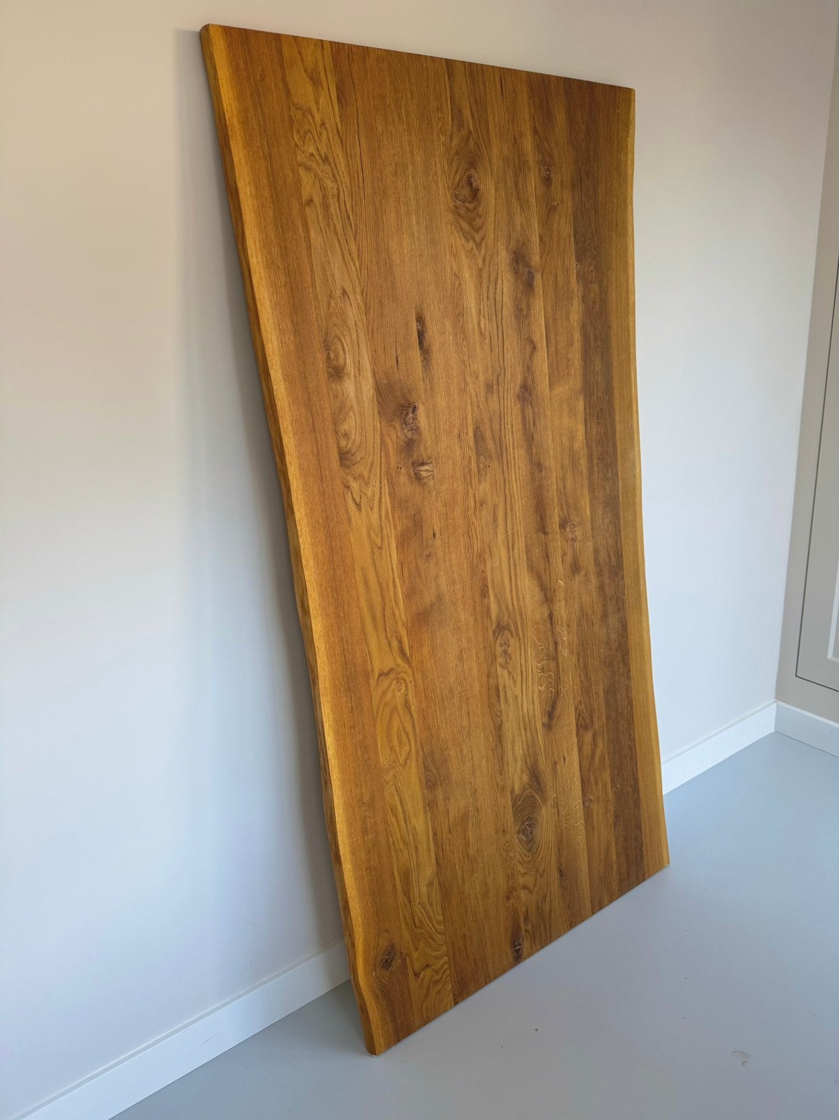 Tafelblad Eiken - Rustiek Boomstamtafel - 180x90x3, Ophalen, Gebruikt, Eikenhout, 50 tot 100 cm